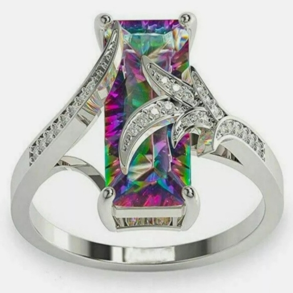 Rainbow Mystic Fire Topaz Ring - Picture 9 of 14